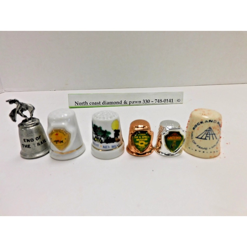 Vtg Souvenir Thimble Lot Rock and Roll Hall of Fame Key West Pewter 6pc Set DH07